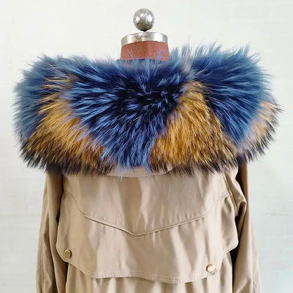 Super Large 100% Real Fox Fur Collar Hood Decor Fur Collar For Down Coat Women Winter Warm Fur Scarf Shawl Luxury