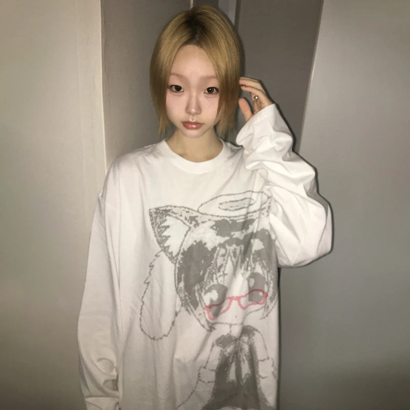Vexaroa Japanese Y2K Anime Graphic Long Sleeve Tee product photo, view 4