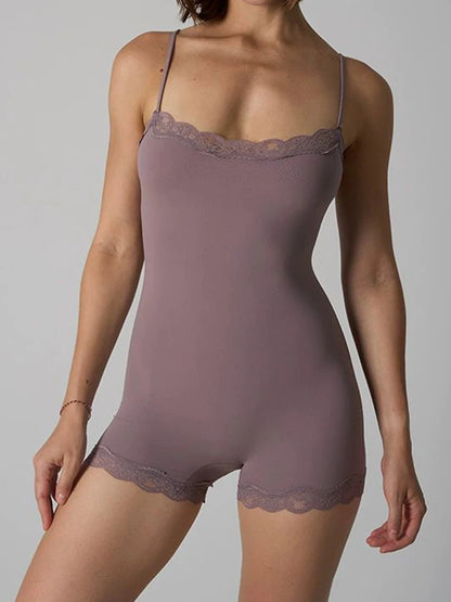 Vexaroa Lace Trim Slim Bodysuit – Stretch & Adjustable Straps