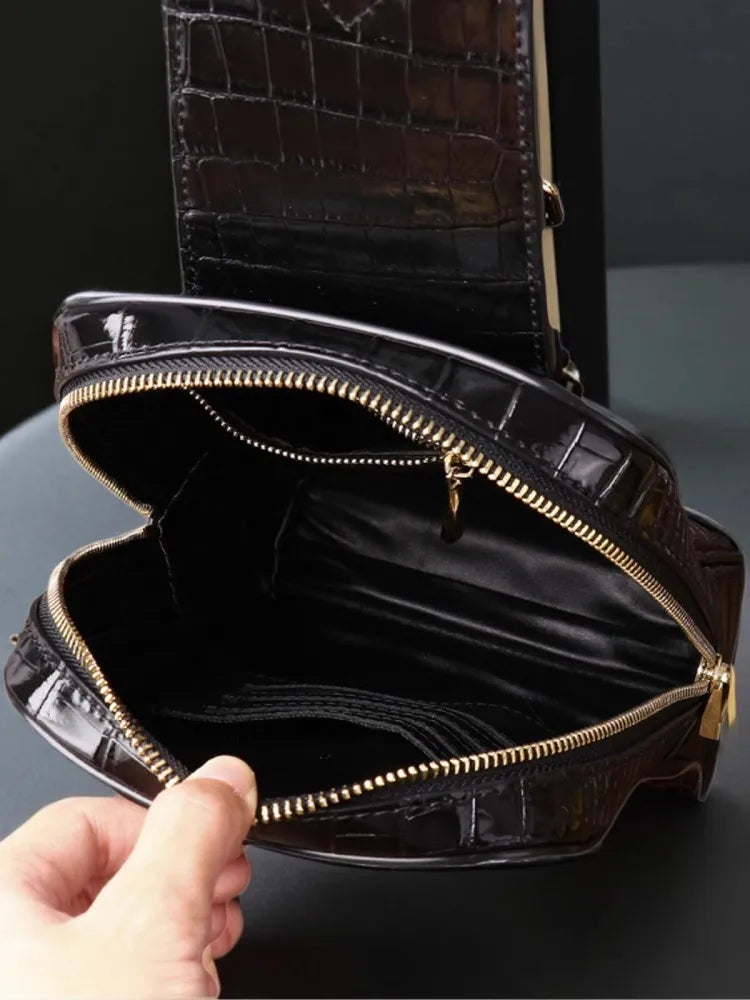 Men's Croc Leather Travel Chest Bag Floral Strap | Vexaroa