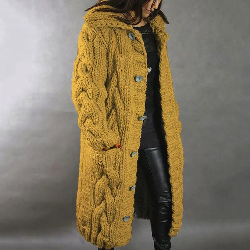 Fashion Solid Knit Cardigan For Women Casual Long Sleeve Turn-down Collar Button Sweater Coat Tops Lady Office Womens Clothing