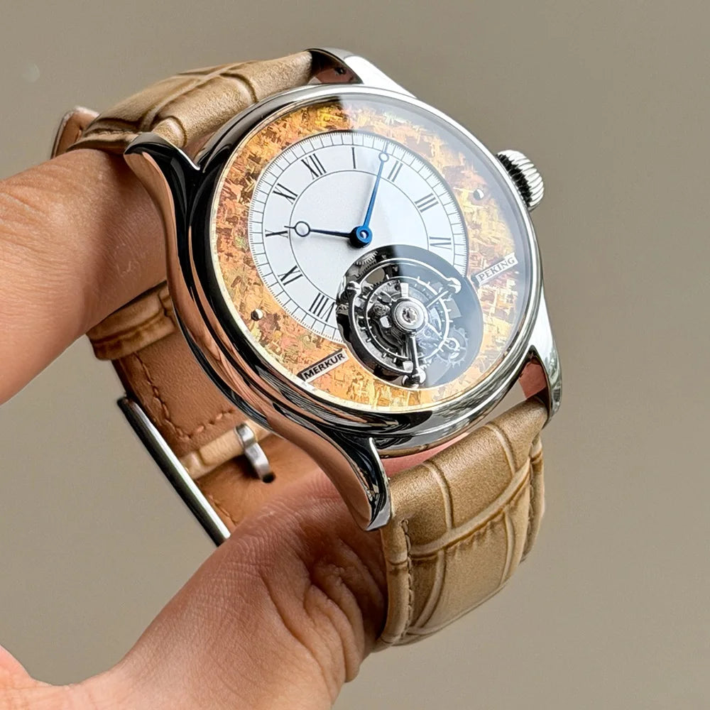 Vexaroa Coaxial Tourbillon Men's Sapphire Watch, Natural Stone Dial