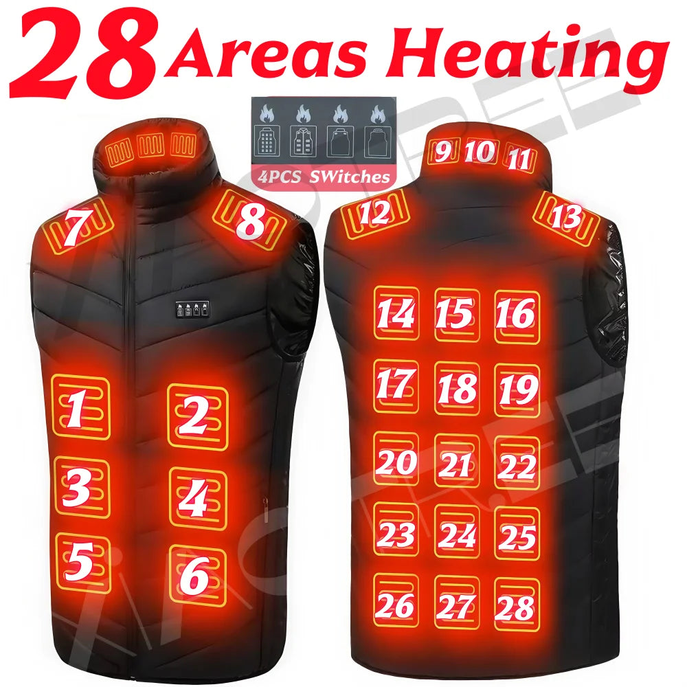 Vexaroa USB Heated Vest Jacket – Men & Women Electric Body Warmer 6XL
