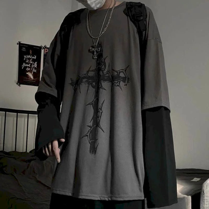 Vexaroa Oversized Anime Streetwear Long-Sleeve Tee