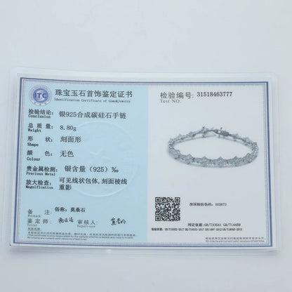 ICEBLING S925 Sterling Silver Moissanite Star Tennis Chain Hip Hop 6mm Iced Out VVS Charm Bracelet with GRA Certificate