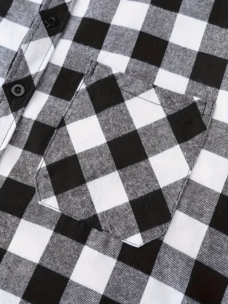 Vexaroa Men's Plaid Flannel Hooded Shirt – Casual Streetwear Top