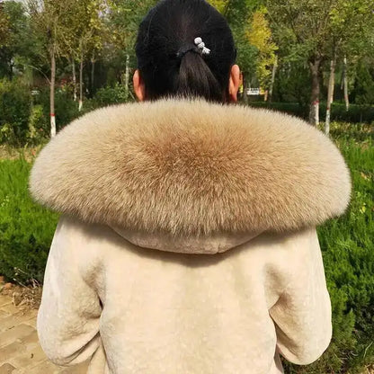 Super Large 100% Real Fox Fur Collar Hood Decor Fur Collar For Down Coat Women Winter Warm Fur Scarf Shawl Luxury