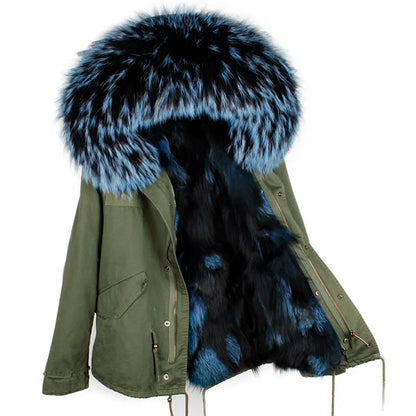 Winter Jackets For Women's Jacket Natural Real Fur Coat Fox Fur Collar Inner Fur Parkas Female Cold Coat