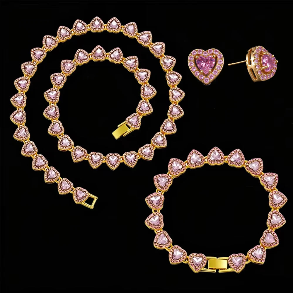 Vexaroa Heart Rhinestone Tennis Chain Jewelry Set — Vexaroa product image 26