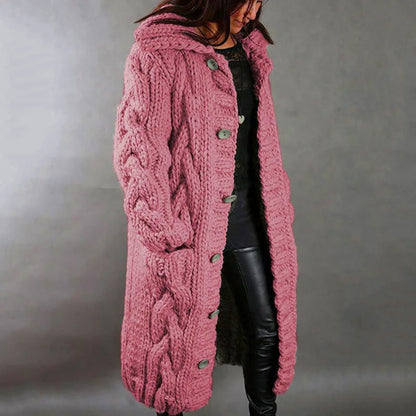 Fashion Solid Knit Cardigan For Women Casual Long Sleeve Turn-down Collar Button Sweater Coat Tops Lady Office Womens Clothing