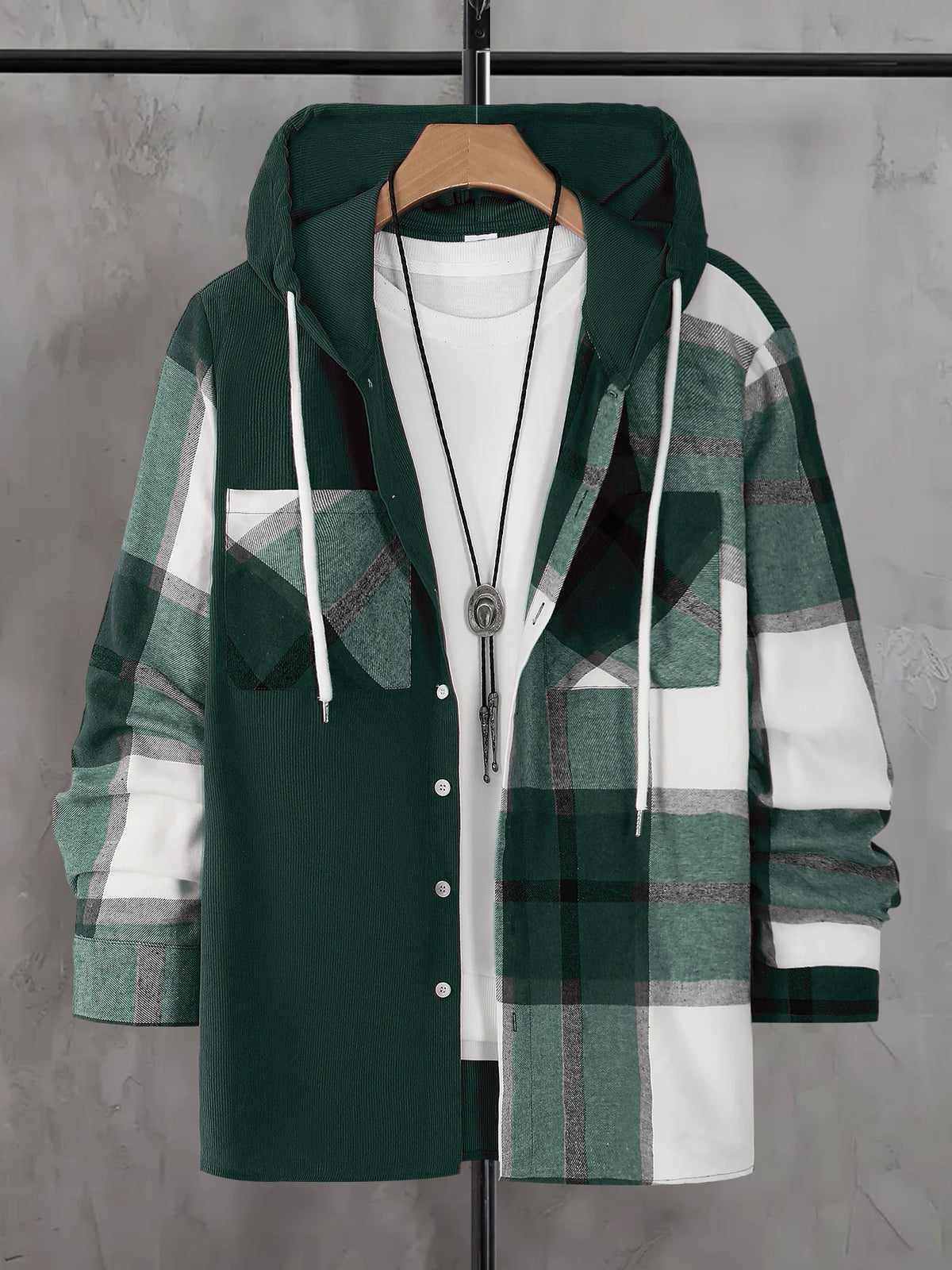 Vexaroa Men's Plus-Size Plaid Hooded Shirt – Oversized Streetwear