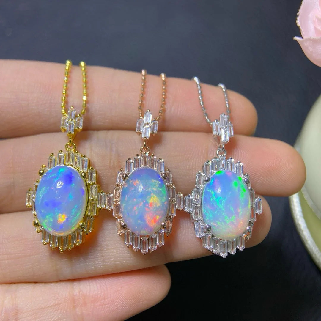 Vexaroa Natural Opal Pendant Necklace – 10x14mm Fire Opal
