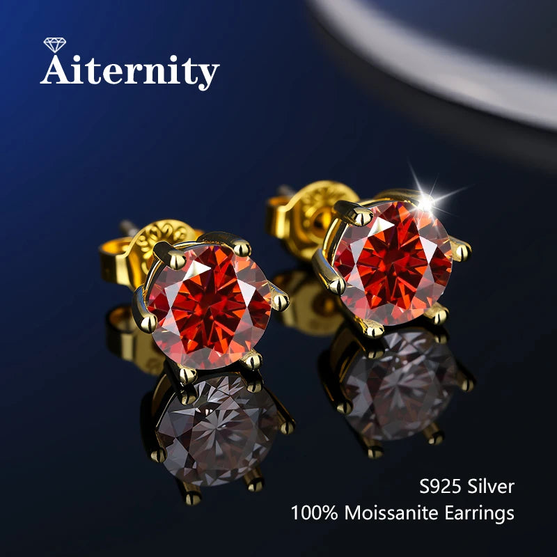 100% Real Sterling Silver S925 Moissanite Earrings Stud With 2 Certificate D VVS1 Pass Diamond Testing Pen For Women Men Jewelry