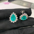 Vexaroa Pear Blue YAG Moissanite Halo Stud Earrings - product image 7
