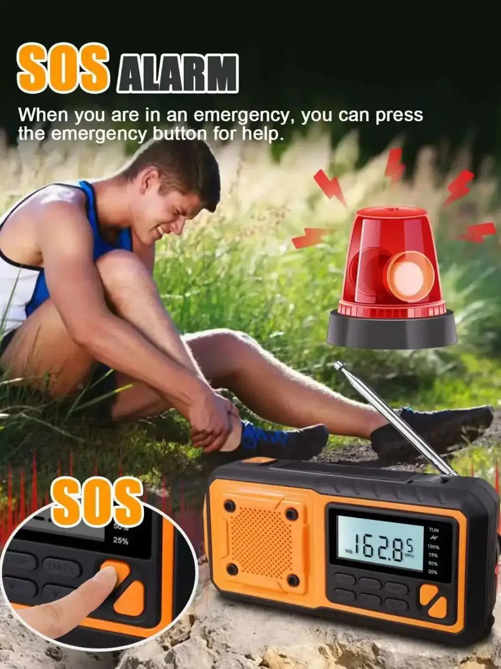 Vexaroa 4000mAh emergency solar crank radio — product image 2