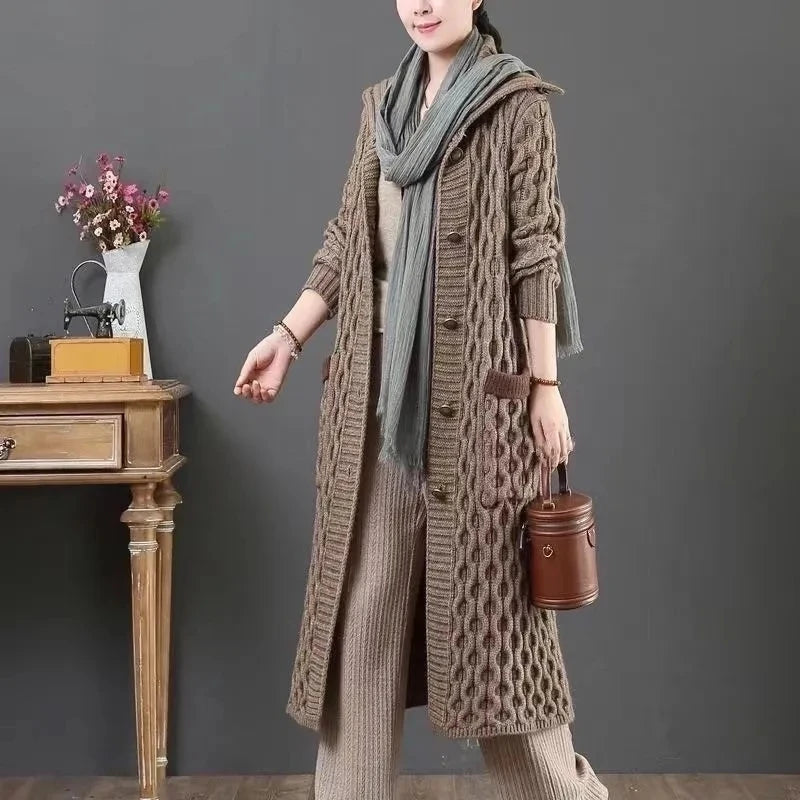 Autumn Winter 2025 Stand Collar Loose Women Knitted Cardigan Sweater Jacket Long sleeve Single Breasted Fashion Ladies Top