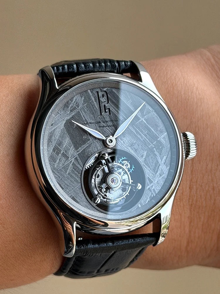 Merkur M Eisenmeteorit Tourbillon Uhr Herren Saphirglas Uhr für Herren Mechanische Armbanduhren Relogio Masculino 42mm