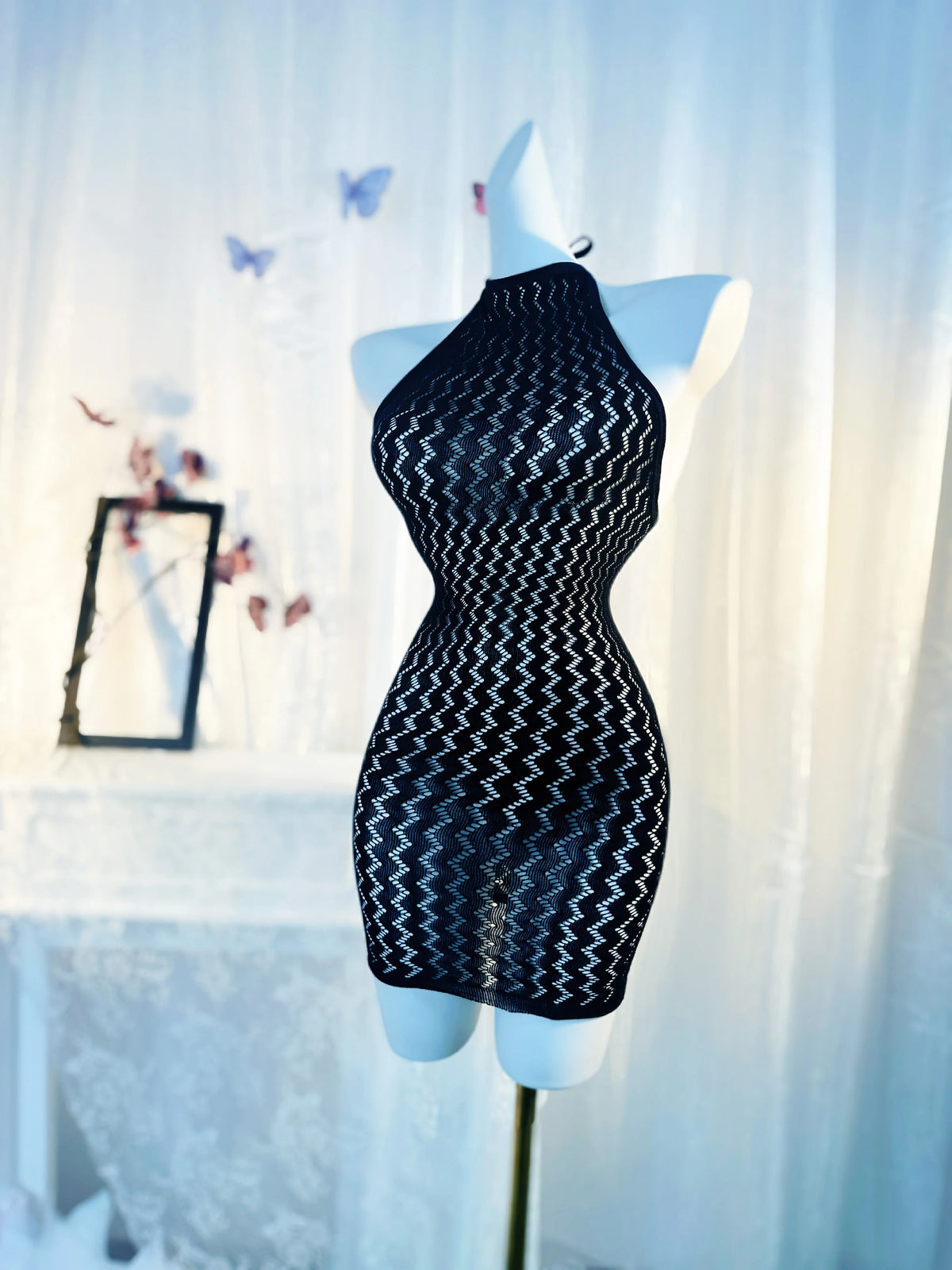 Vexaroa Women's Fishnet Bodycon Cover-Up Swimwear Dress — product image