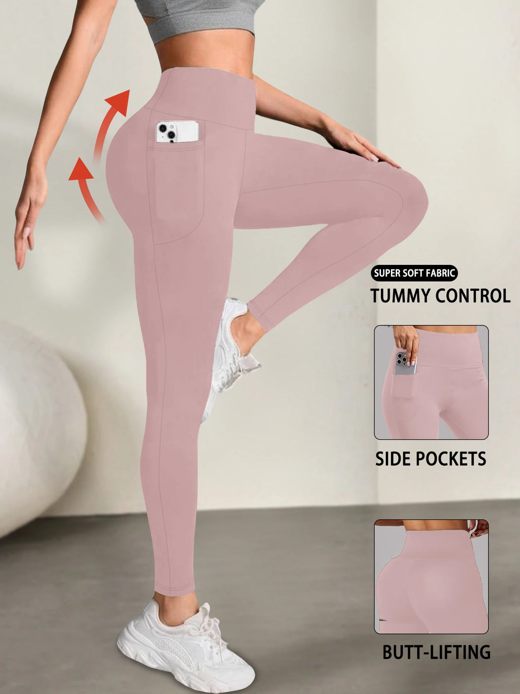 Vexaroa Women's High Waist Tummy Control Yoga Leggings Pocket