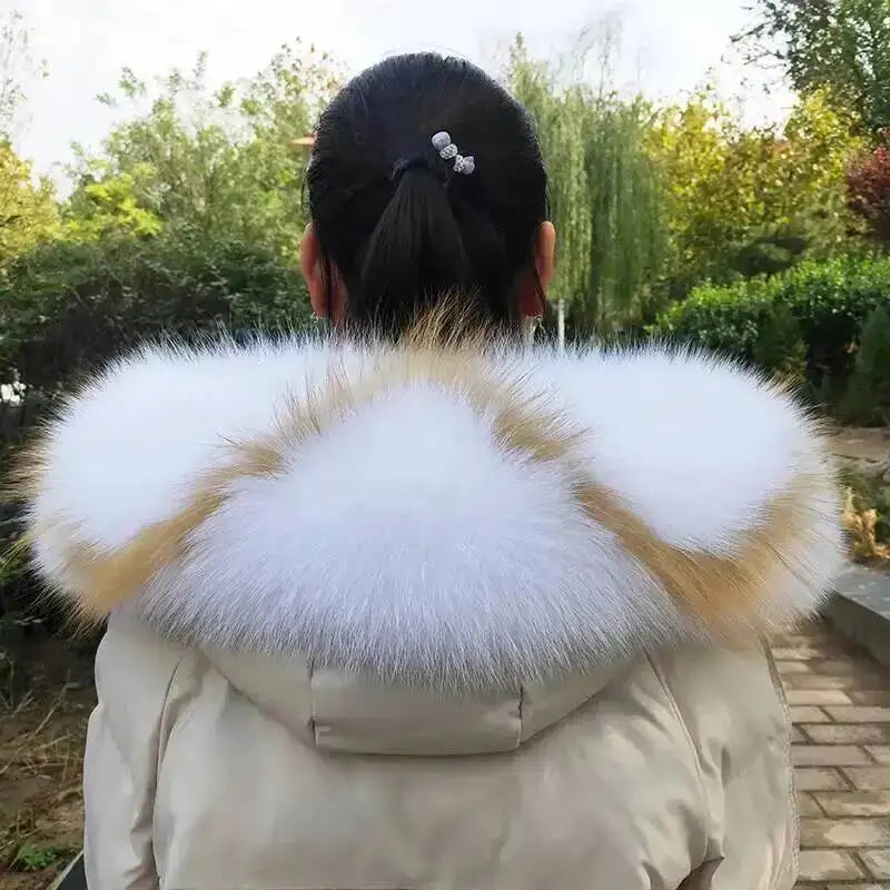 Super Large 100% Real Fox Fur Collar Hood Decor Fur Collar For Down Coat Women Winter Warm Fur Scarf Shawl Luxury