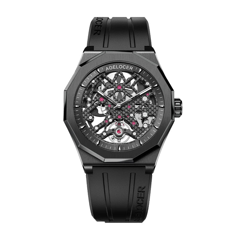 Black watch with visible brand name on a white background
