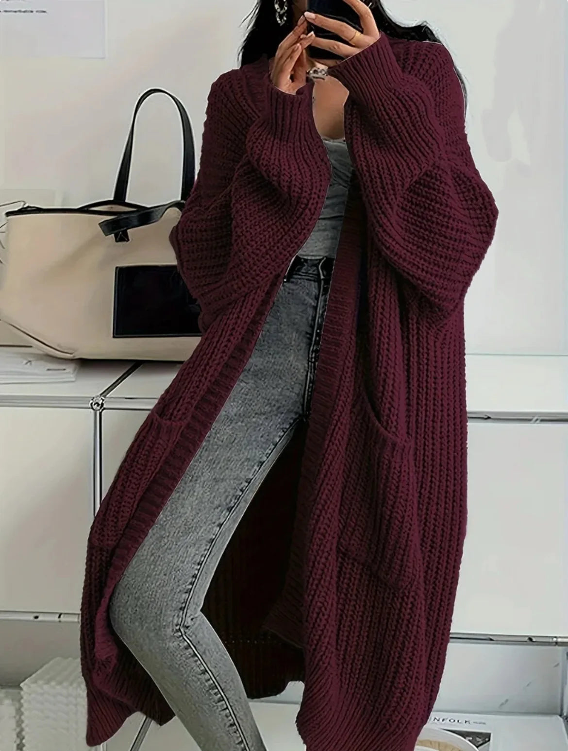 2026 Autumn Winter New Style Knitted Cardigan Women Casual Loose Fit Long Sleeve Chunky Sweater Coat Elegant Outwear for Daily W