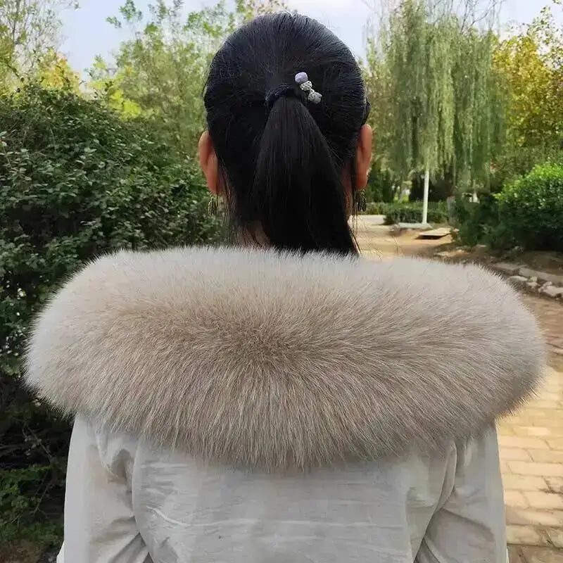 Super Large 100% Real Fox Fur Collar Hood Decor Fur Collar For Down Coat Women Winter Warm Fur Scarf Shawl Luxury