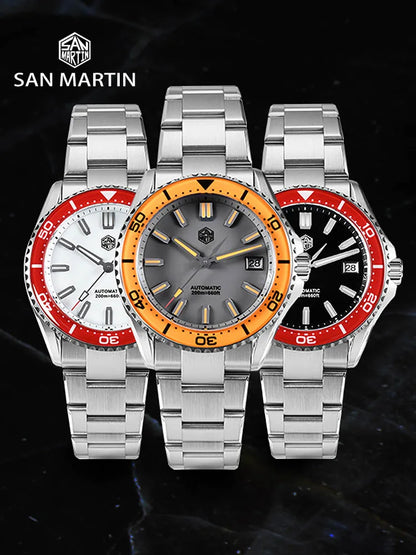 San Martin 2025 New Enamel Dial Full Luminous 39mm Dive Watch Luxury Men Watch NH35 Automatic Mechanical Waterproof 200m SN0129
