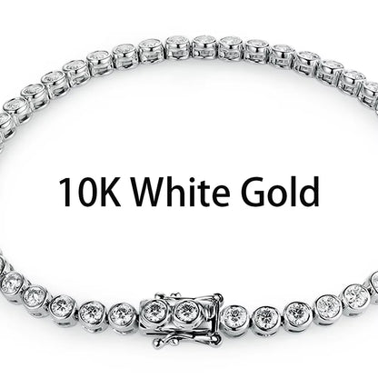 Vexaroa Bezel Set D VVS1 Moissanite Tennis Bracelet | Gold
