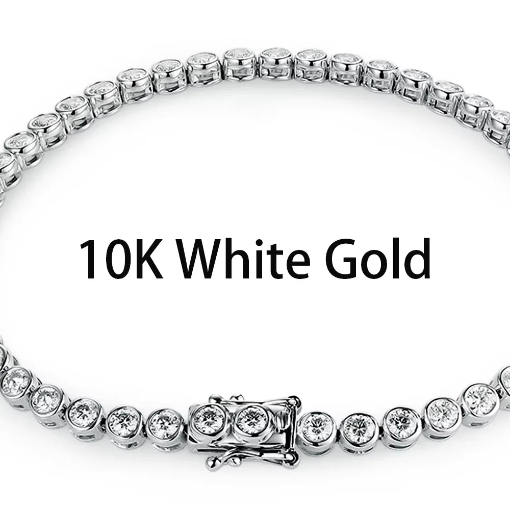 Vexaroa Bezel Set D VVS1 Moissanite Tennis Bracelet | Gold