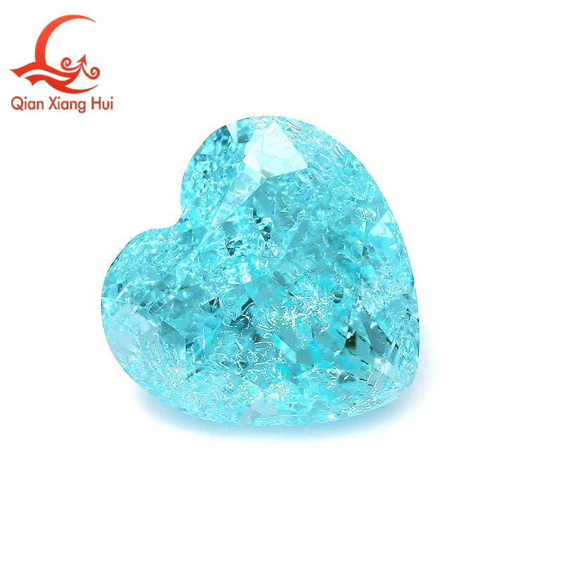 Heart Shape Neon Blue Color Paraiba Lab Grown Yttrium Aluminum Garnet With Inclusions Like Seawater Gem Stone Jewelry YAG