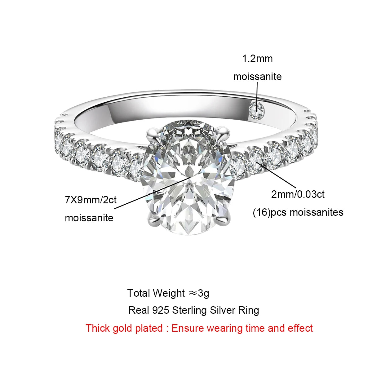 Vexaroa 2ct Oval D-Colour Moissanite Ring - product image 2
