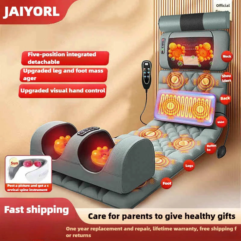 Electric Full Body Massage Mattress With Heating Hand Control Shoulder Neck Waist Airbag Back Kneading Vibration Massage Cushion