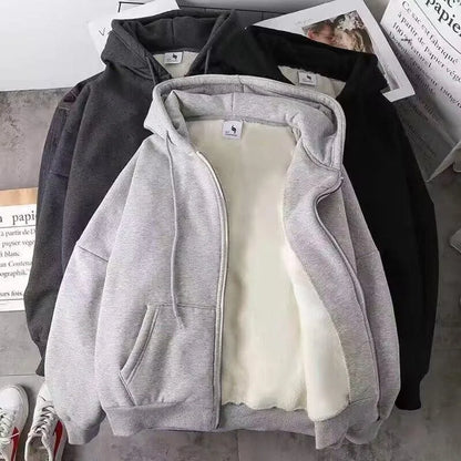 Vexaroa Men's Lamb Velvet Hooded Sweatshirt Winter Outerwear