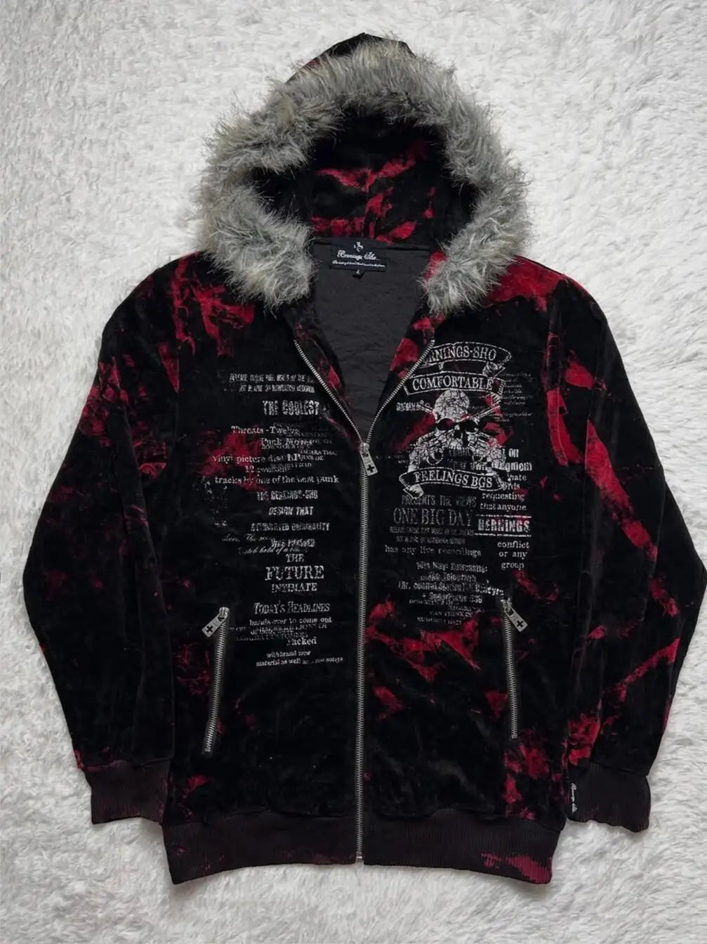 Harajuku Winter Y2k Clothes Gothic 90s Punk Hoodies Zip-up Sweatshirts Trend Woman Streetwear Hooded Grunge Graphic Hoody Jacket
