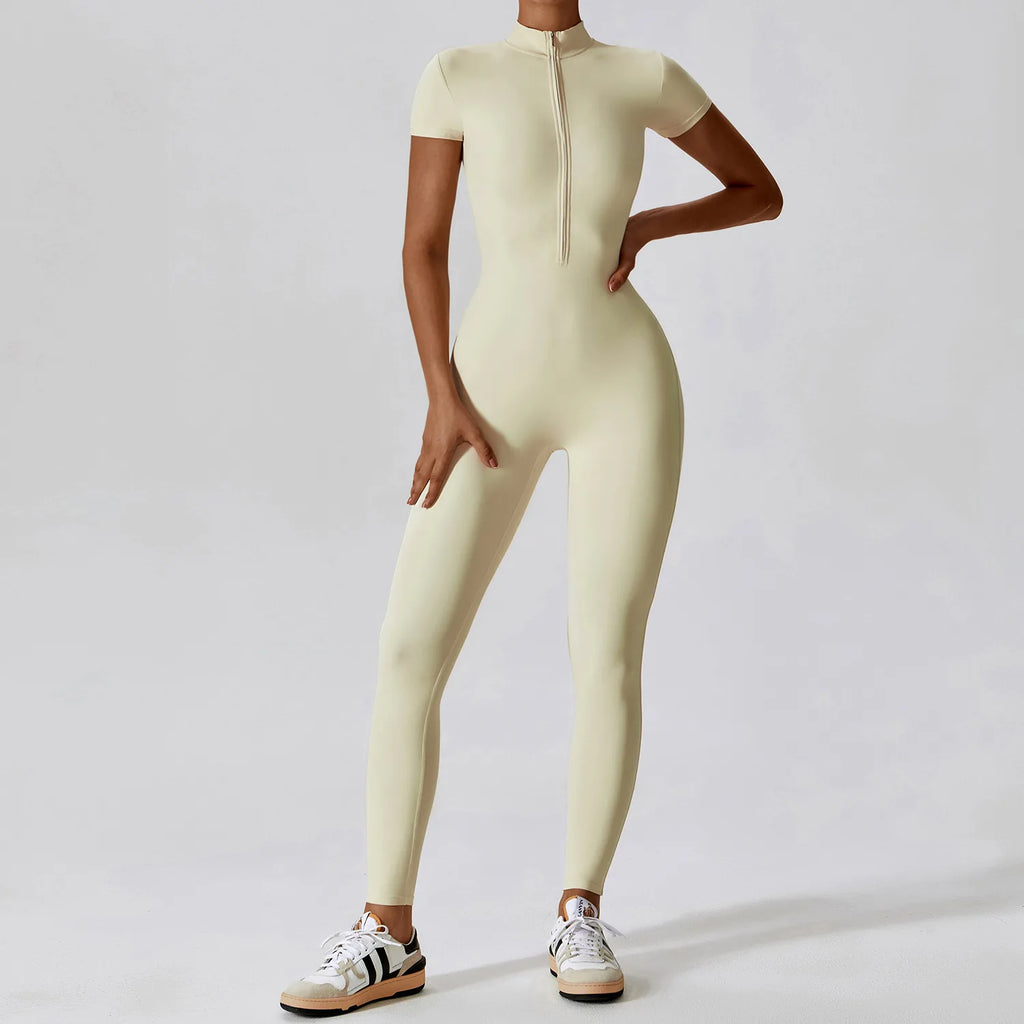 Vexaroa Women's Yoga Zipper Jumpsuit Long Sleeve Gym Fitness