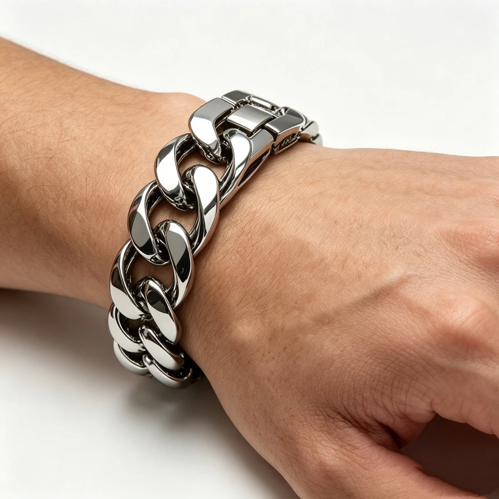 Vexaroa Polished Stainless Steel Cuban Link Bracelet — Vexaroa product image 1