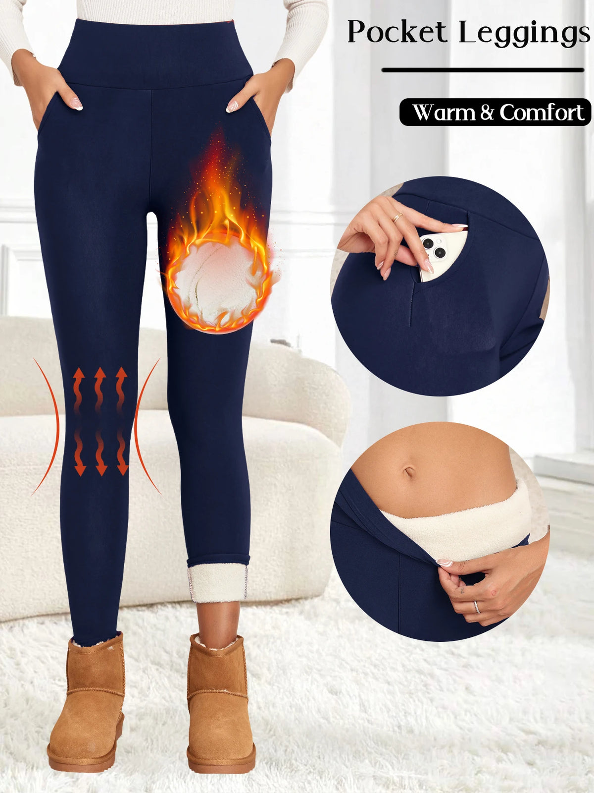Vexaroa women's fleece-lined flared thermal leggings