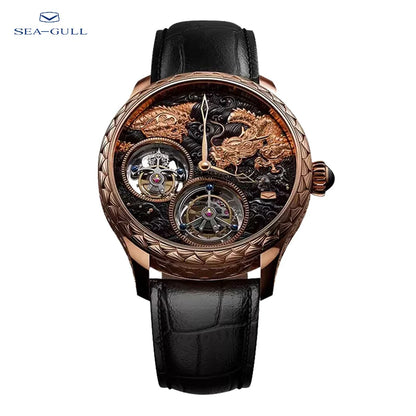 Vexaroa Nine Dragons Dual Tourbillon Hand-Wind Watch, 18K Rose Gold