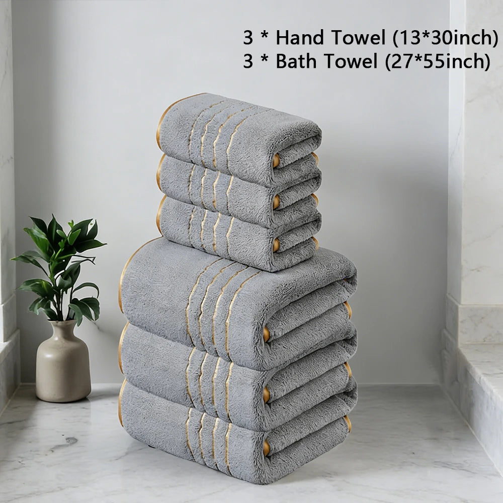 Vexaroa Soft Bath Towel Set with Gold Accents