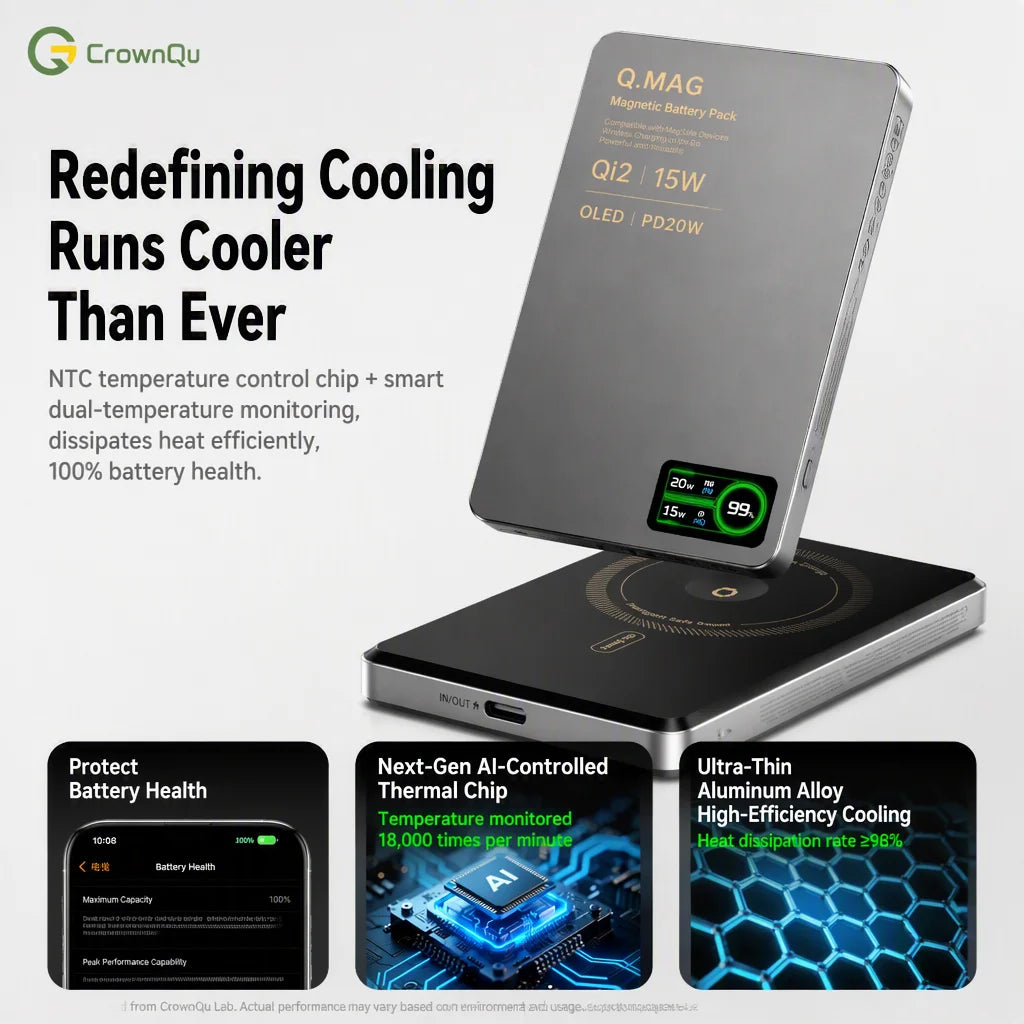 Vexaroa 10000mAh Qi 2.1 Magnetic Wireless Power Bank USB-C