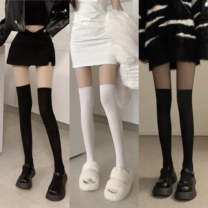 Vexaroa Over-the-Knee Contrast Sheer Pantyhose 3 Pack