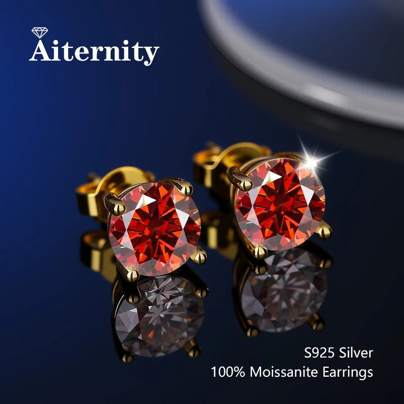 100% Real Sterling Silver S925 Moissanite Earrings Stud With 2 Certificate D VVS1 Pass Diamond Testing Pen For Women Men Jewelry
