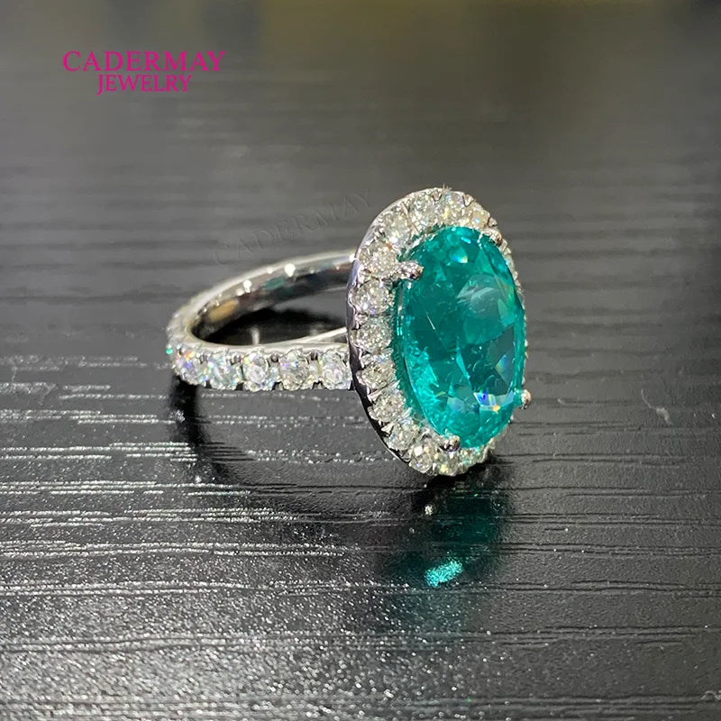 Vexaroa Oval Blue YAG Moissanite Halo Ring - product image 3