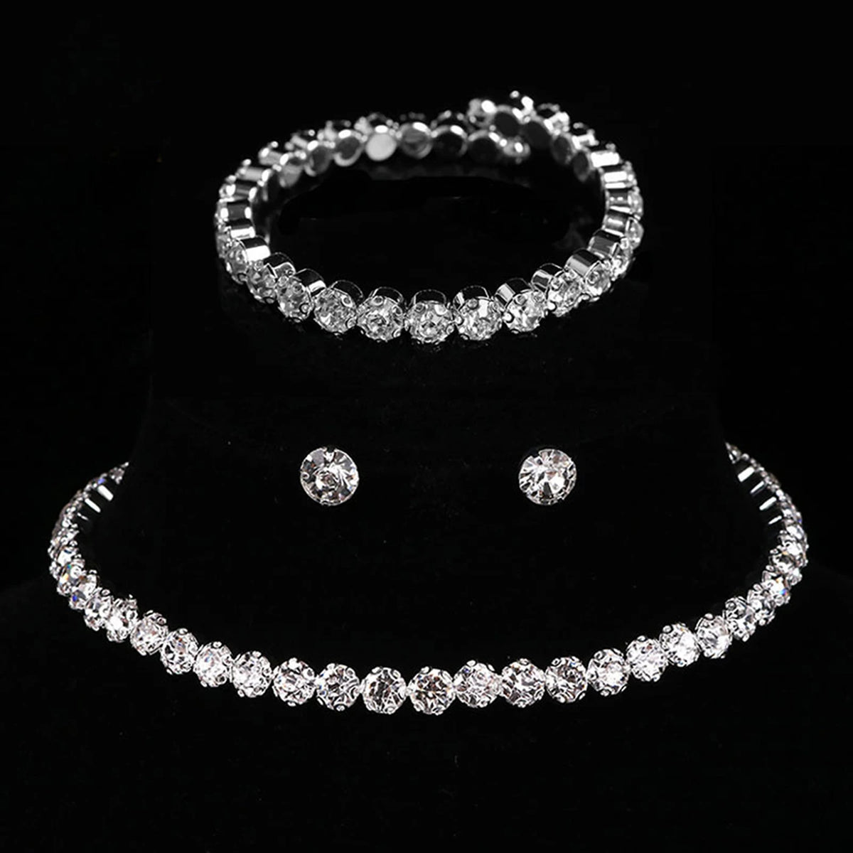 4 pieces of women's fashionable and minimalist necklaces with earrings, bracelets, jewelry sets, banquet and party accessories