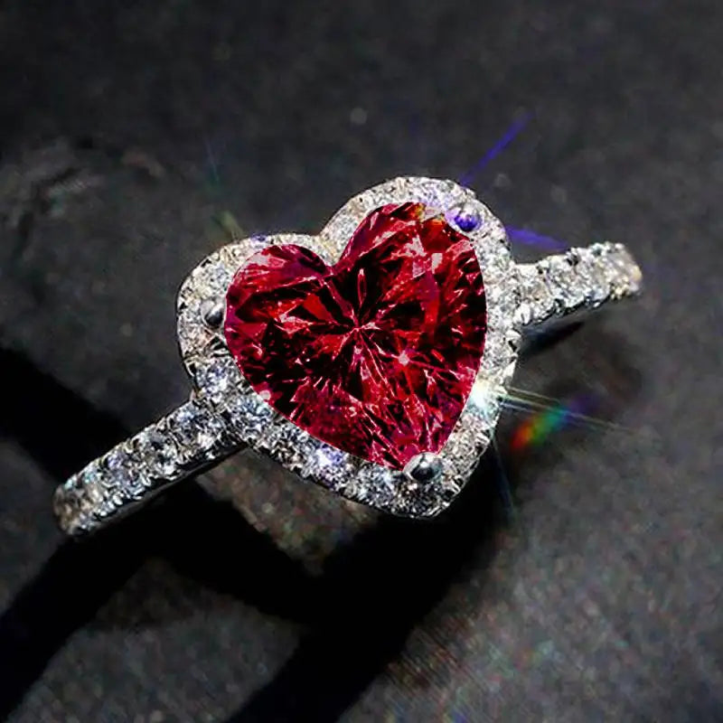 Vexaroa Heart CZ Engagement Ring with Red or White Stone — Vexaroa product image 31