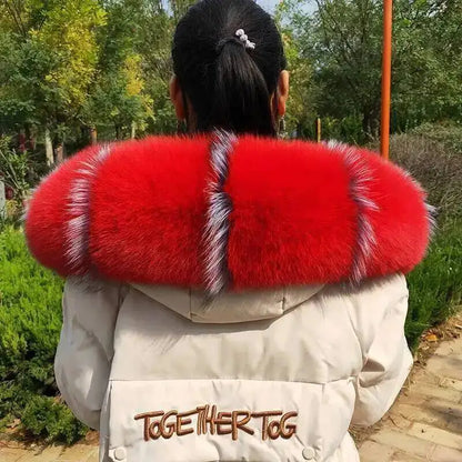 Super Large 100% Real Fox Fur Collar Hood Decor Fur Collar For Down Coat Women Winter Warm Fur Scarf Shawl Luxury