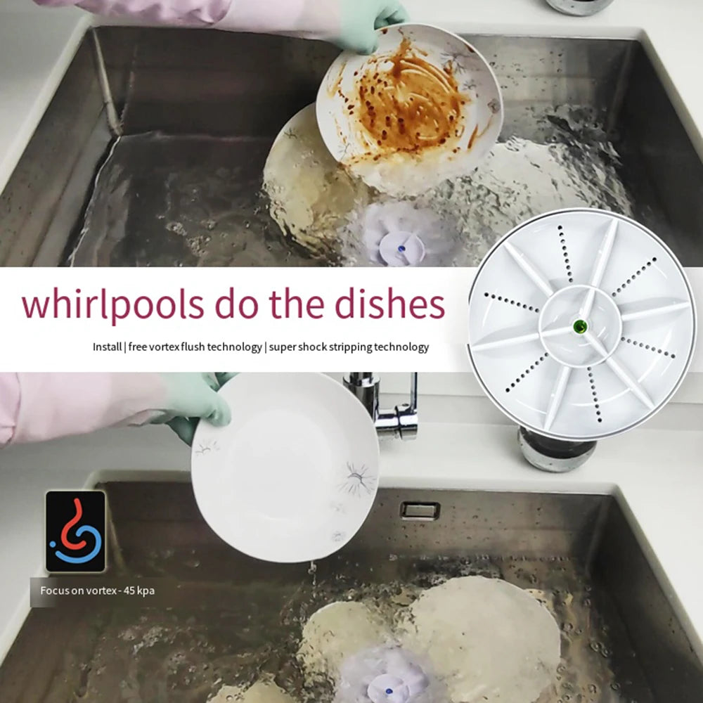 Kitchen Wireless Mini Dishwashers USB Ultrasonic Sink Fruit Vegetable Dish Washer Electric Portable Washing Machines 식기세척기