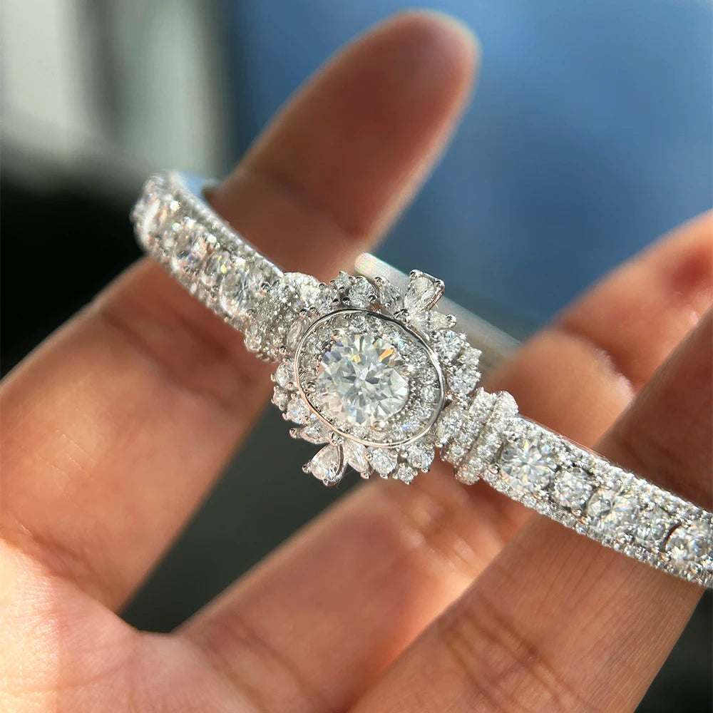 Vexaroa Moissanite Open Bangles GRA 925 Silver