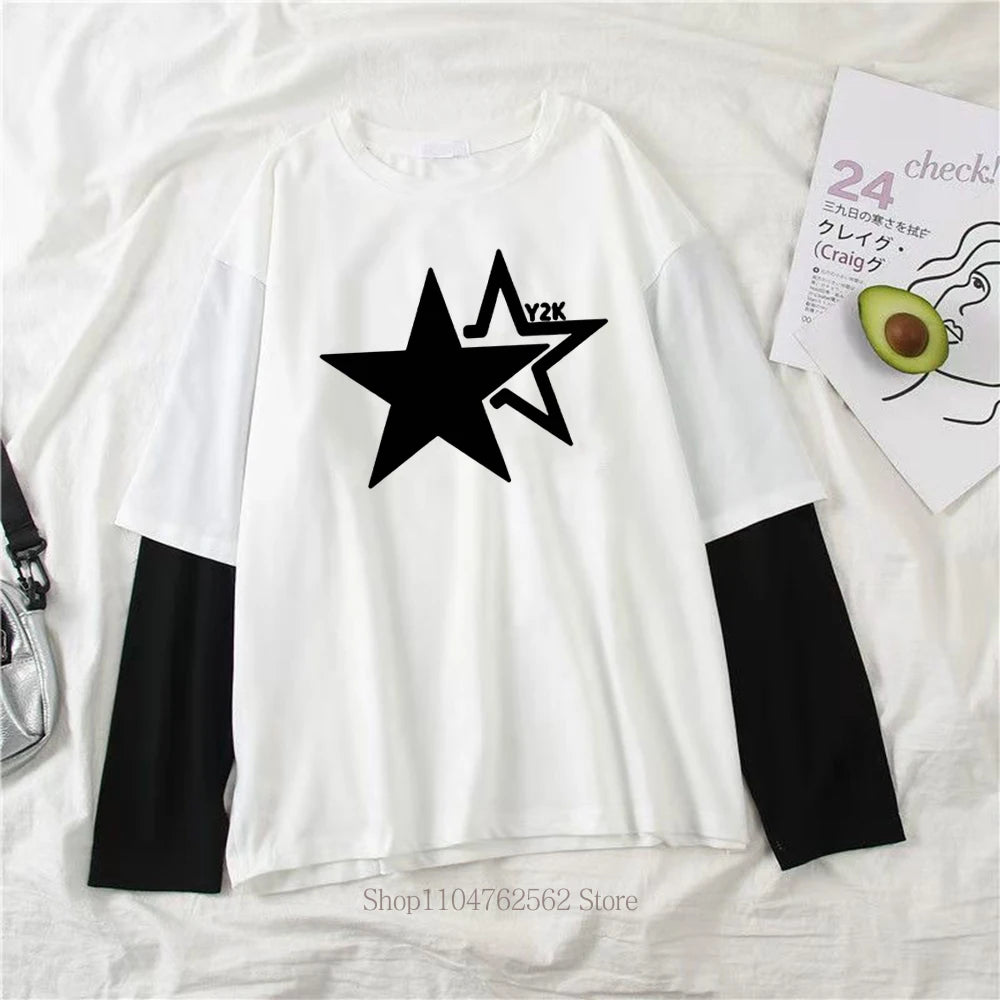 Vexaroa Women's Star Print Gothic Y2K Layered T-Shirt product image 13